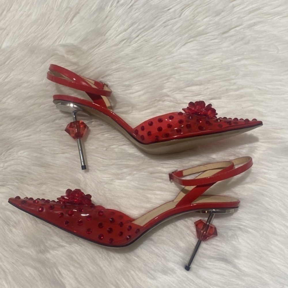 New Mach‎ & Mach crystal embellished clear ankle strap pump size 40EU - Picture 6 of 15